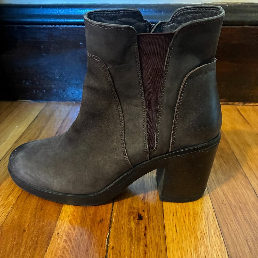 Chocolate Brown Suede Heeled Boots Size 40 (9.5)